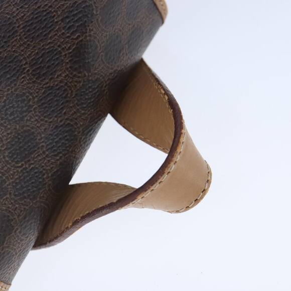 CELINE Macadam Canvas Backpack Pvc Leather Brown Gold - Picture 7 of 13